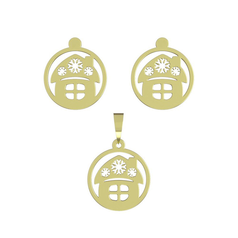 نیم ست طلا 18 عیار زنانه مدوپد مدل خانه کد NA11584