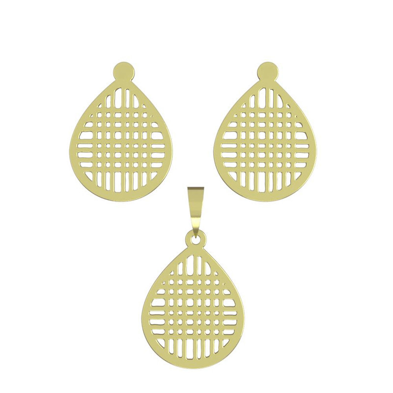 نیم ست طلا 18 عیار زنانه مدوپد مدل هندسی کد NA11601