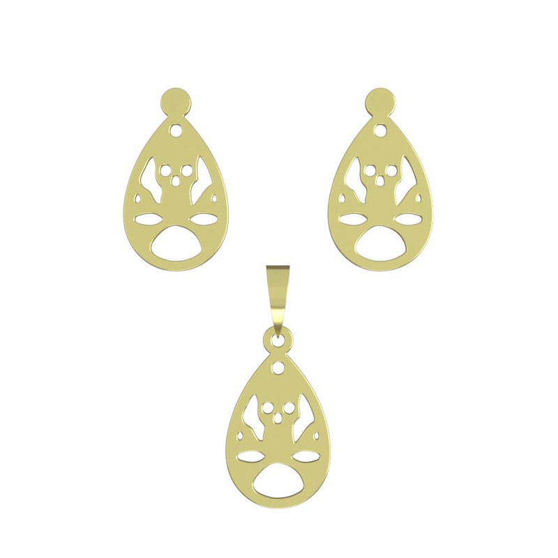 نیم ست طلا 18 عیار زنانه مدوپد مدل هندسی کد NA11607