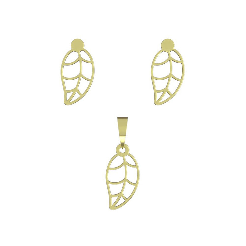 نیم ست طلا 18 عیار زنانه مدوپد مدل برگ کد NA11608