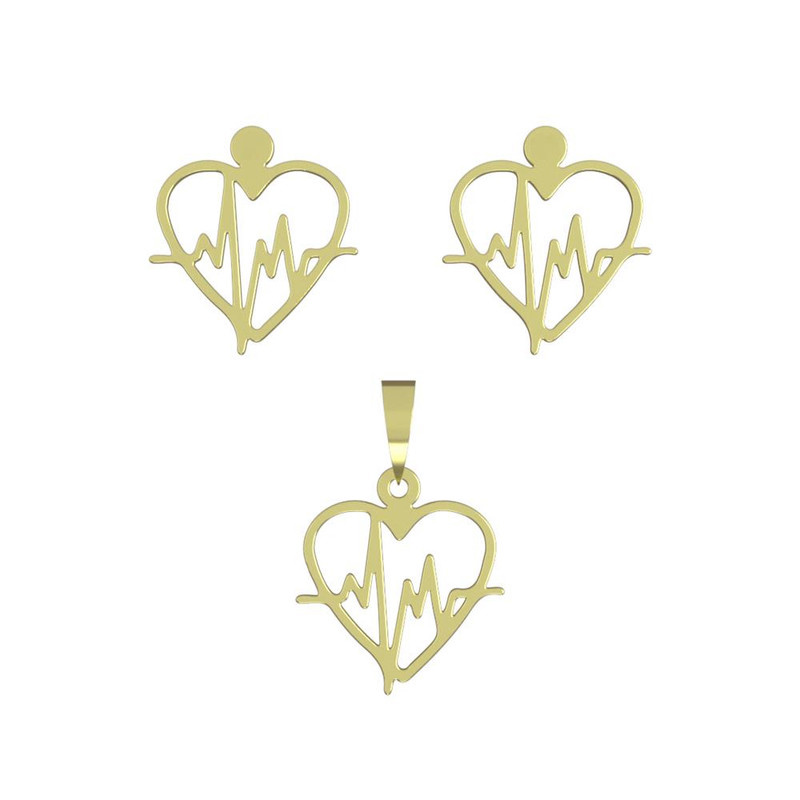 نیم ست طلا 18 عیار زنانه مدوپد مدل قلب و نبض کد NA11704