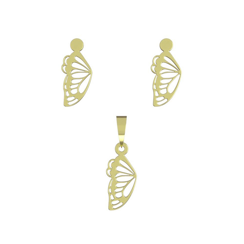 نیم ست طلا 18 عیار زنانه مدوپد مدل بال پروانه کد NA11712