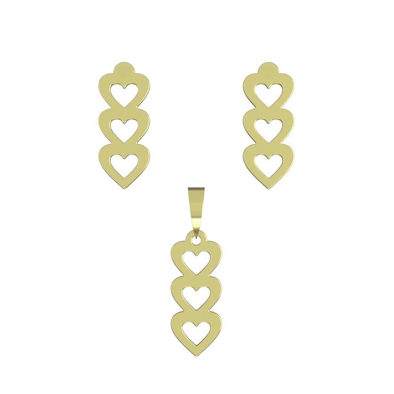 نیم ست طلا 18 عیار زنانه مدوپد مدل سه قلب کد NA11713