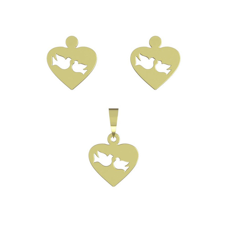 نیم ست طلا 18 عیار زنانه مدوپد مدل پرنده و قلب کد NA11718