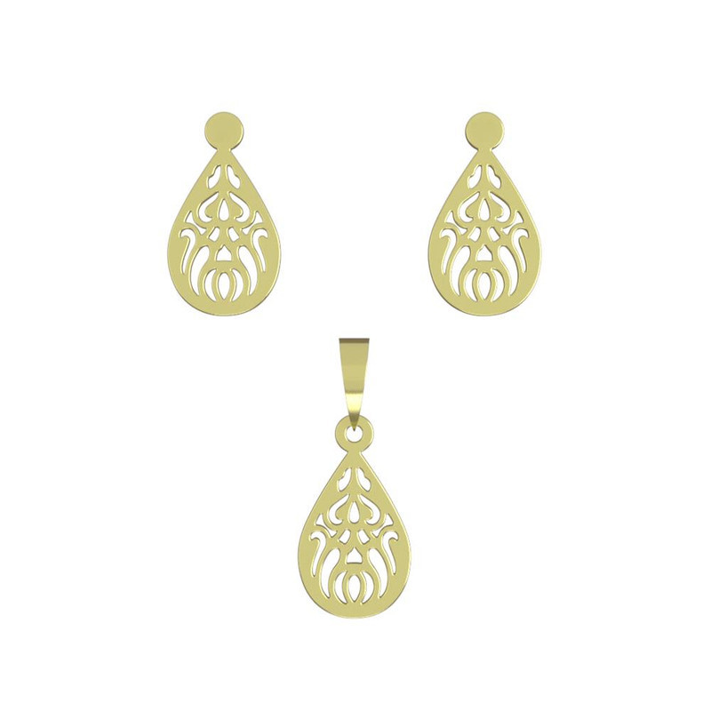 نیم ست طلا 18 عیار زنانه مدوپد مدل هندسی کد NA11765