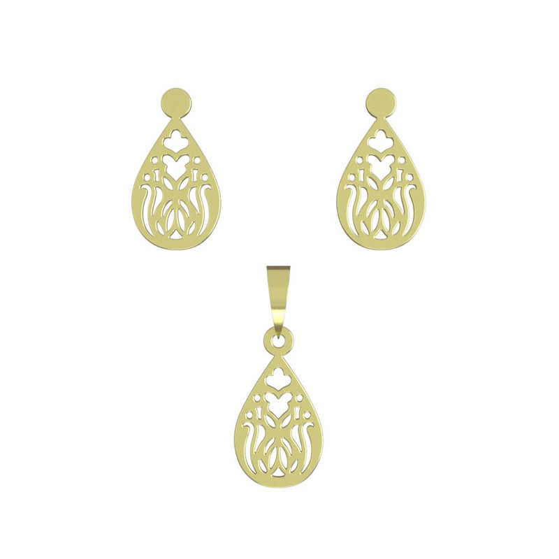 نیم ست طلا 18 عیار زنانه مدوپد مدل هندسی کد NA11767