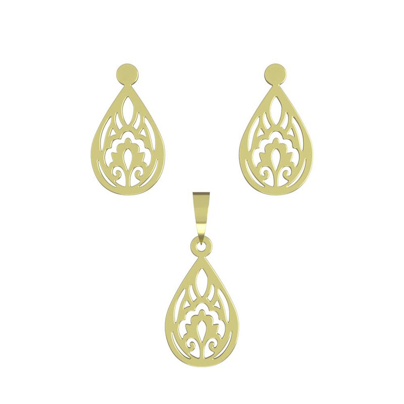 نیم ست طلا 18 عیار زنانه مدوپد مدل هندسی کد NA11770