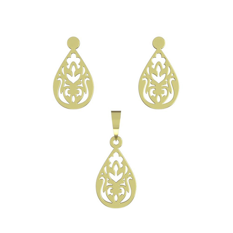 نیم ست طلا 18 عیار زنانه مدوپد مدل هندسی کد NA11771