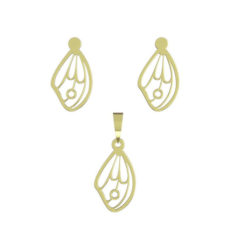 نیم ست طلا 18 عیار زنانه مدوپد مدل بال پروانه کد NA11800