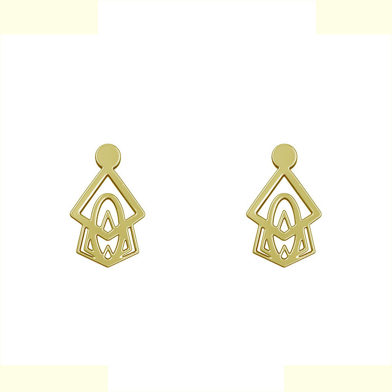 گوشواره طلا 18 عیار زنانه مدوپد مدل هندسی کد GA1-10133