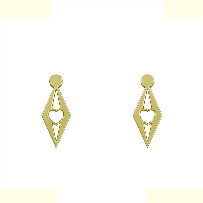 گوشواره طلا 18 عیار زنانه مدوپد مدل لوزی و قلب کد GA1-10178