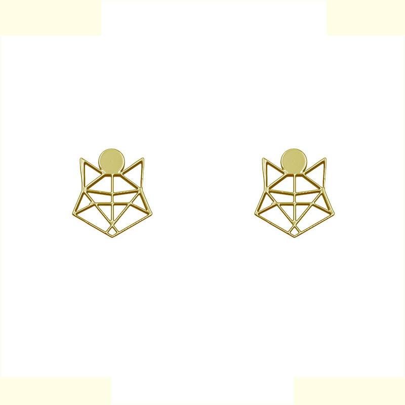 گوشواره طلا 18 عیار زنانه مدوپد مدل گرگ هندسی کد GA1-10191