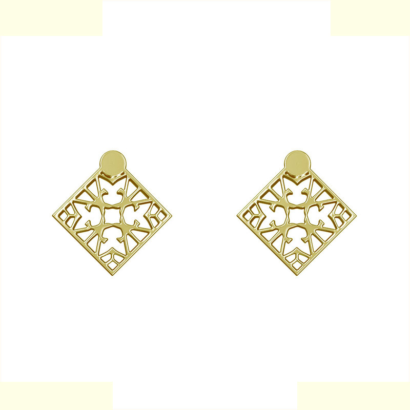 گوشواره طلا 18 عیار زنانه مدوپد مدل لوزی کد GA1-10272