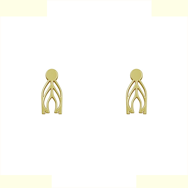 گوشواره طلا 18 عیار زنانه مدوپد مدل هندسی کد GA1-10291