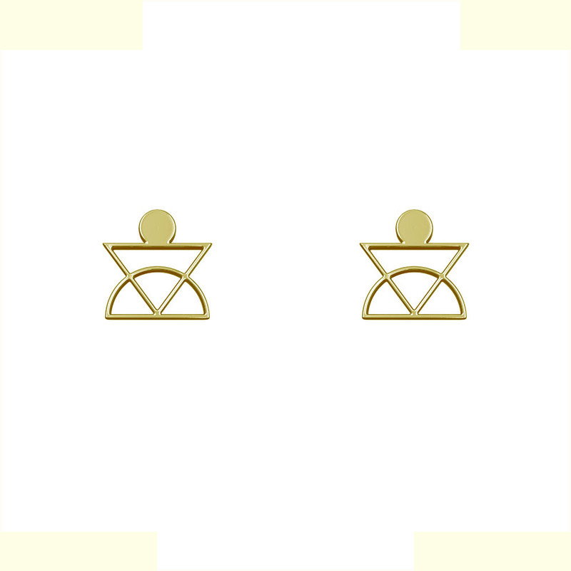 گوشواره طلا 18 عیار زنانه مدوپد مدل مثلث و نیم دایره کد GA1-10397