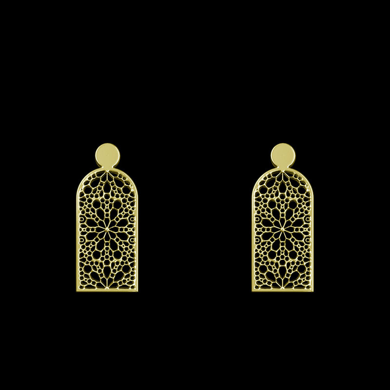 گوشواره طلا 18 عیار زنانه مدوپد مدل اسلیمی کد GA1-10449