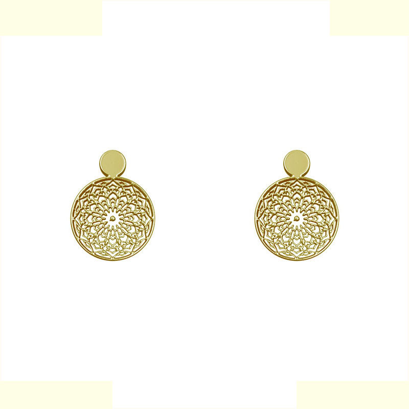 گوشواره طلا 18 عیار زنانه مدوپد مدل دایره اسلیمی کد GA1-10462