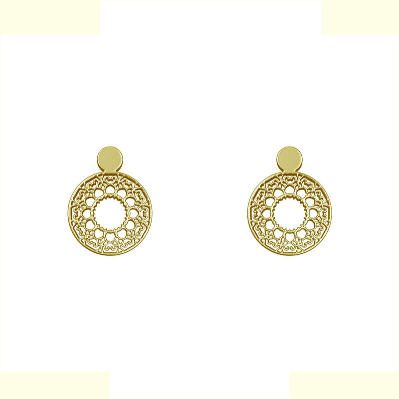 گوشواره طلا 18 عیار زنانه مدوپد مدل دایره اسلیمی کد GA1-10466