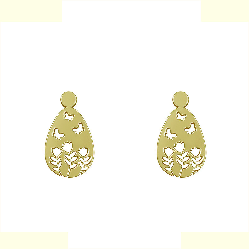 گوشواره طلا 18 عیار زنانه مدوپد مدل پروانه و گل کد GA1-10471