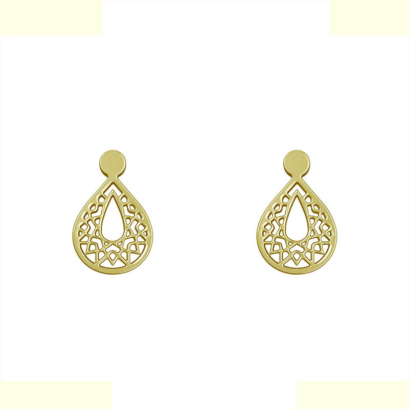 گوشواره طلا 18 عیار زنانه مدوپد مدل اشک اسلیمی کد GA1-10565