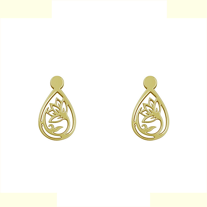 گوشواره طلا 18 عیار زنانه مدوپد مدل اشک و گل کد GA1-10566