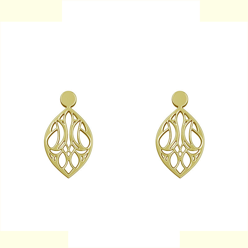 گوشواره طلا 18 عیار زنانه مدوپد مدل اسلیمی کد GA1-10587