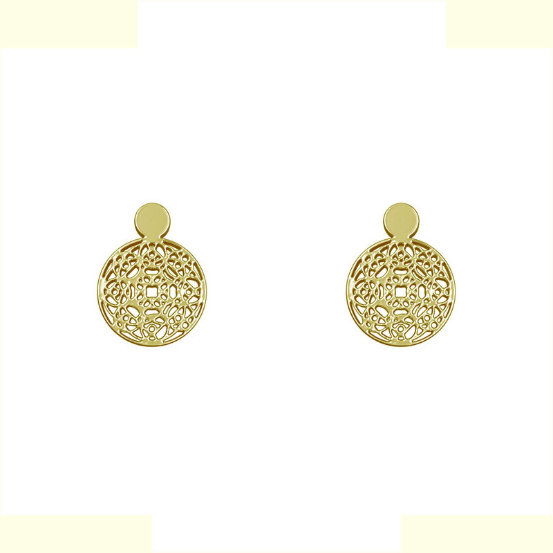 گوشواره طلا 18 عیار زنانه مدوپد مدل دایره اسلیمی کد GA1-10601