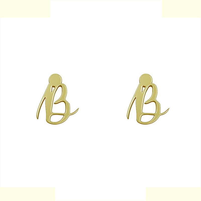 گوشواره طلا 18 عیار زنانه مدوپد مدل حرف B کد GA1-10884