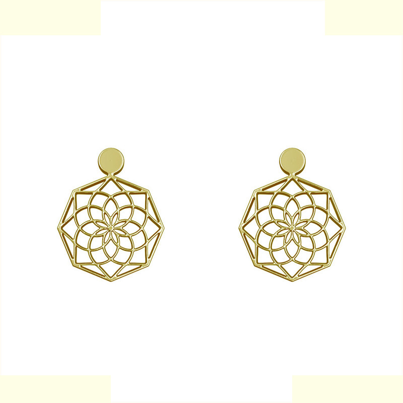 گوشواره طلا 18 عیار زنانه مدوپد مدل هندسی کد GA1-10906