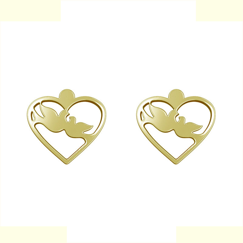 گوشواره طلا 18 عیار زنانه مدوپد مدل قلب و پرنده کد GA1-11048