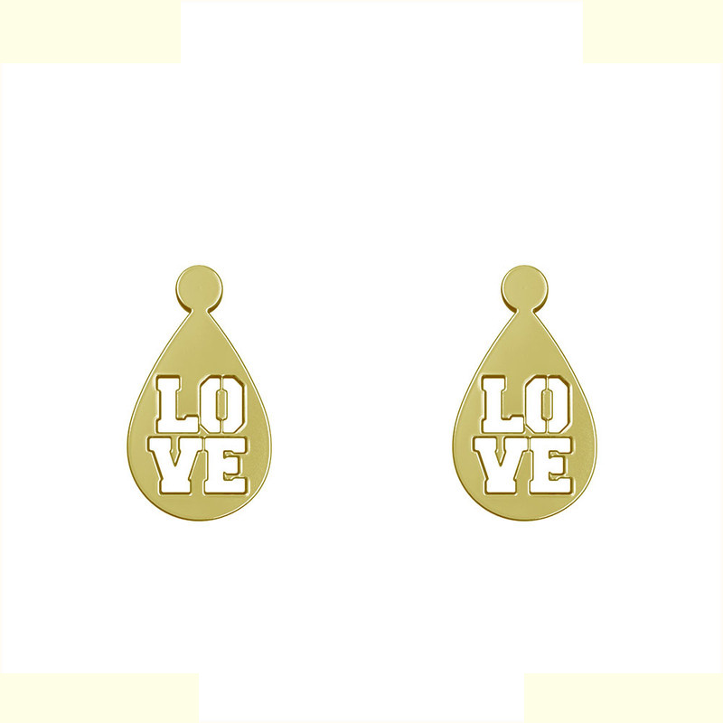 گوشواره طلا 18 عیار زنانه مدوپد مدل love کد GA1-11202