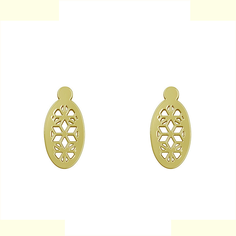 گوشواره طلا 18 عیار زنانه مدوپد مدل بیضی و گل کد GA1-11309