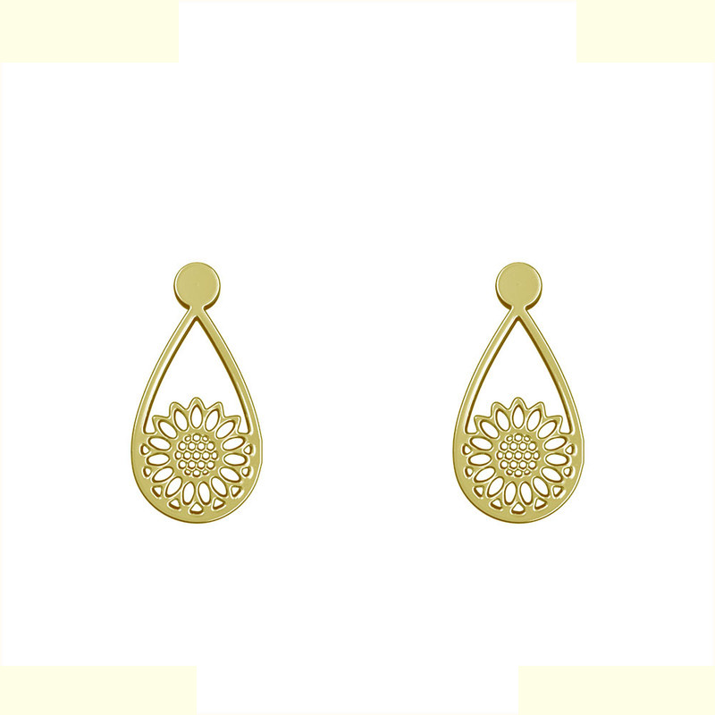 گوشواره طلا 18 عیار زنانه مدوپد مدل گل کد GA1-11475