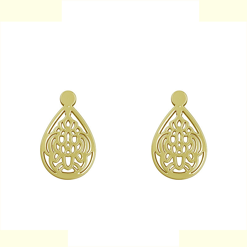 گوشواره طلا 18 عیار زنانه مدوپد مدل هندسی کد GA1-11672