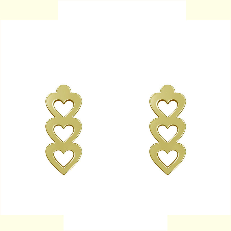 گوشواره طلا 18 عیار زنانه مدوپد مدل سه قلب کد GA1-11713