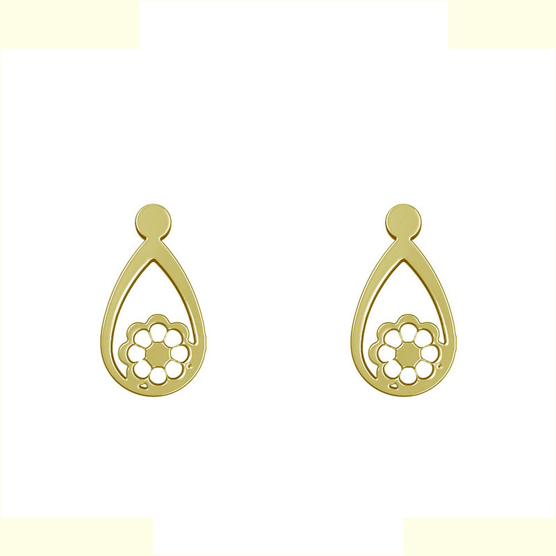 گوشواره طلا 18 عیار زنانه مدوپد مدل گل کد GA1-11759