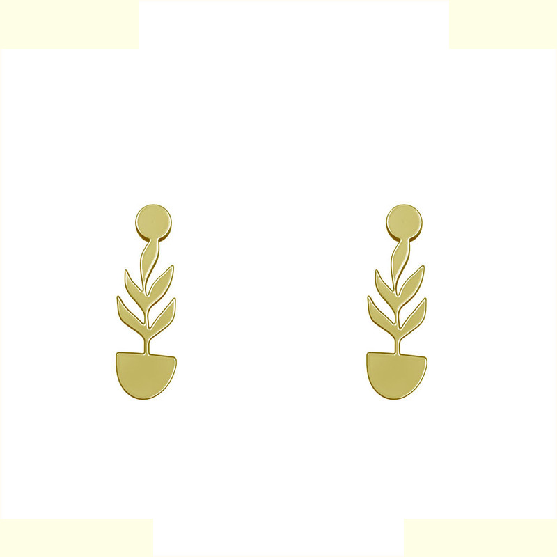 گوشواره طلا 18 عیار زنانه مدوپد مدل برگ کد GA1-12055