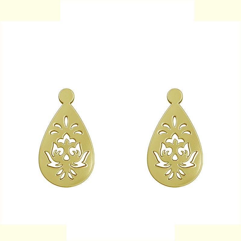 گوشواره طلا 18 عیار زنانه مدوپد مدل اسلیمی کد GA1-12084