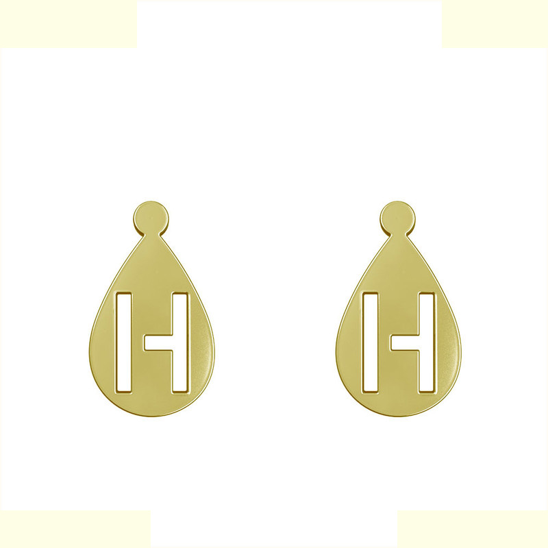 گوشواره طلا 18 عیار زنانه مدوپد مدل حرف H کد GA1-12233