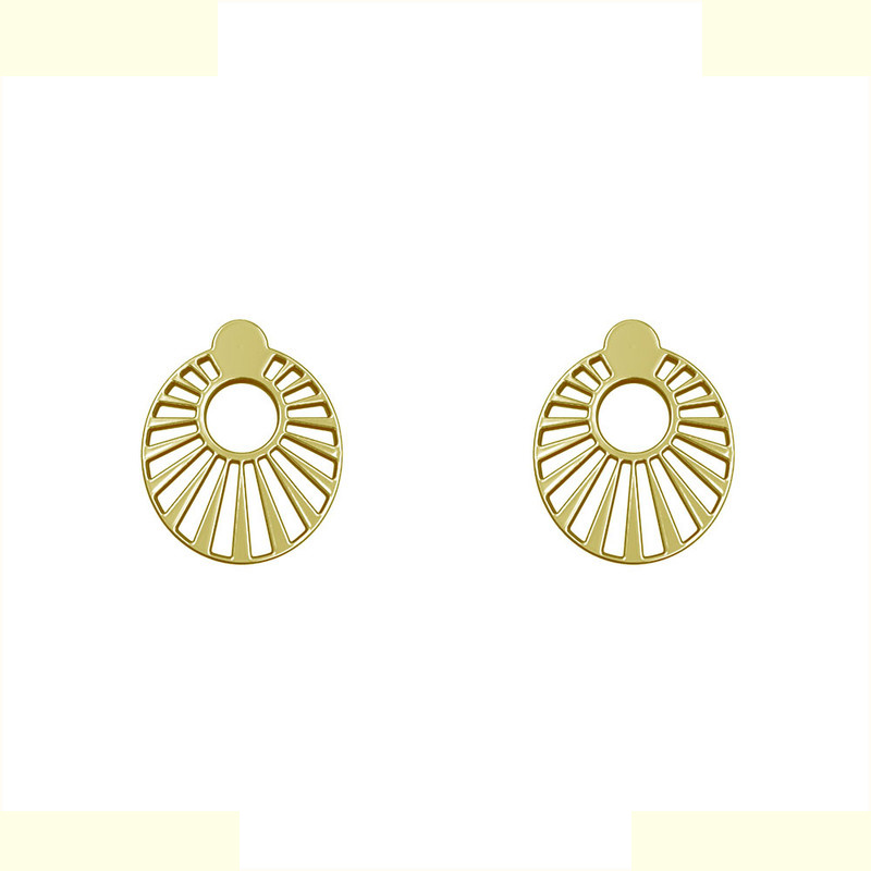 گوشواره طلا 18 عیار زنانه مدوپد مدل دایره راه راه کد GA1-12351