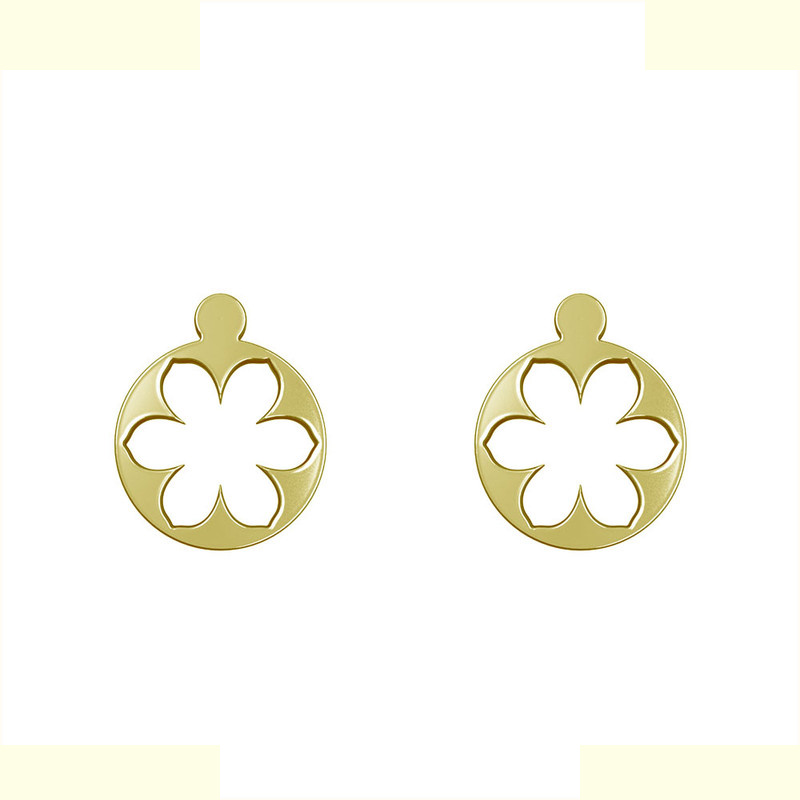 گوشواره طلا 18 عیار زنانه مدوپد مدل گل کد GA1-12456