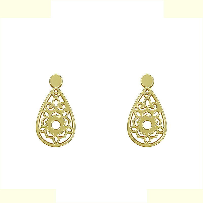 گوشواره طلا 18 عیار زنانه مدوپد مدل گل اسلیمی کد GA1-12716