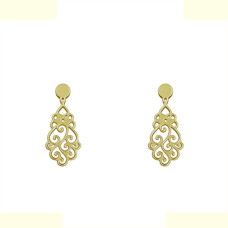 گوشواره طلا 18 عیار زنانه مدوپد مدل اسلیمی کد GA1-12752