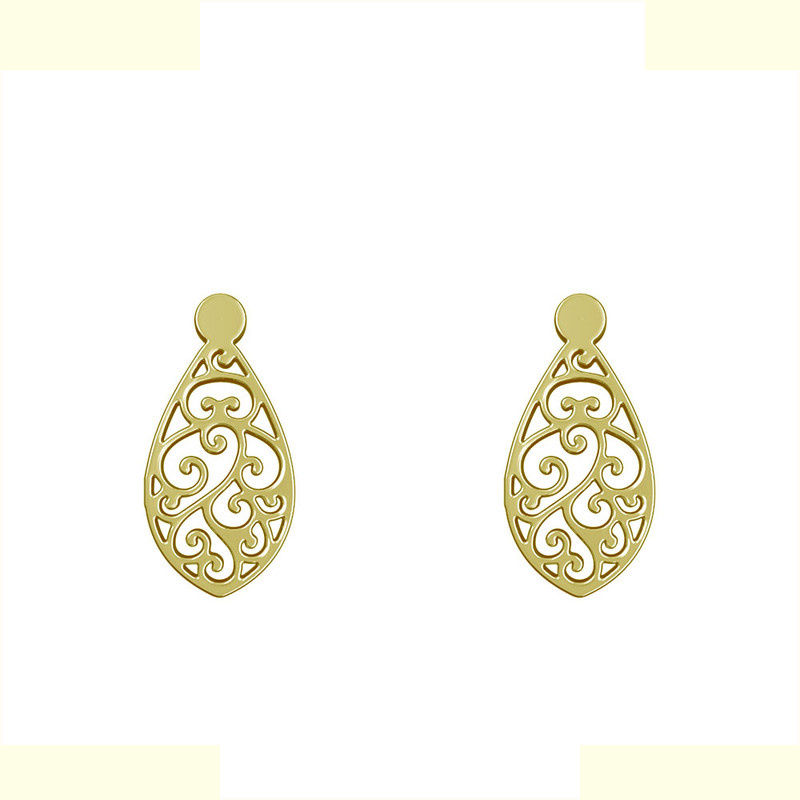 گوشواره طلا 18 عیار زنانه مدوپد مدل اسلیمی کد GA1-12756