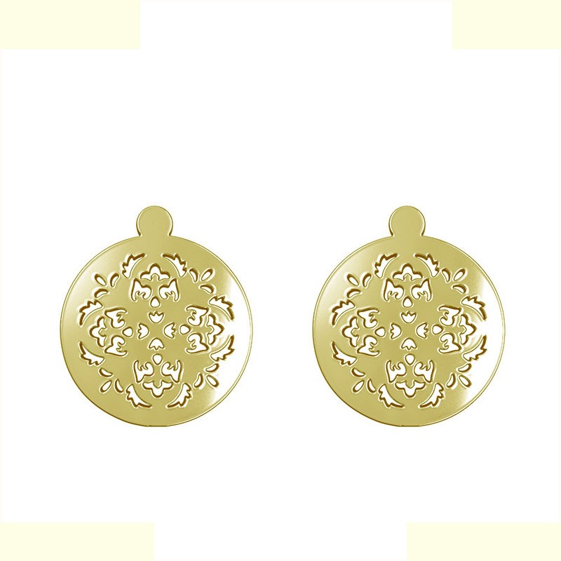 گوشواره طلا 18 عیار زنانه مدوپد مدل دایره و گل کد GA1-12808