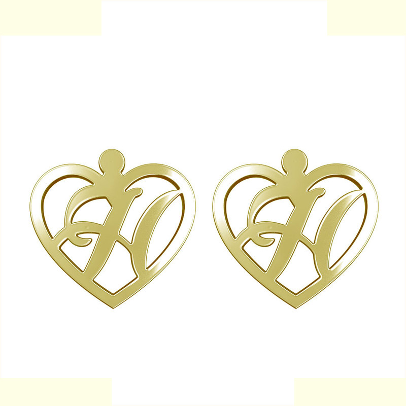 گوشواره طلا 18 عیار زنانه مدوپد مدل حرف H کد GA1-12829