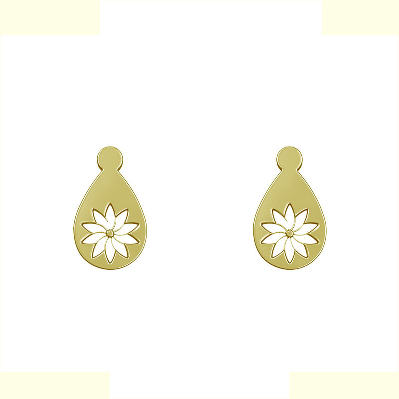 گوشواره طلا 18 عیار زنانه مدوپد مدل گل کد GA1-13177