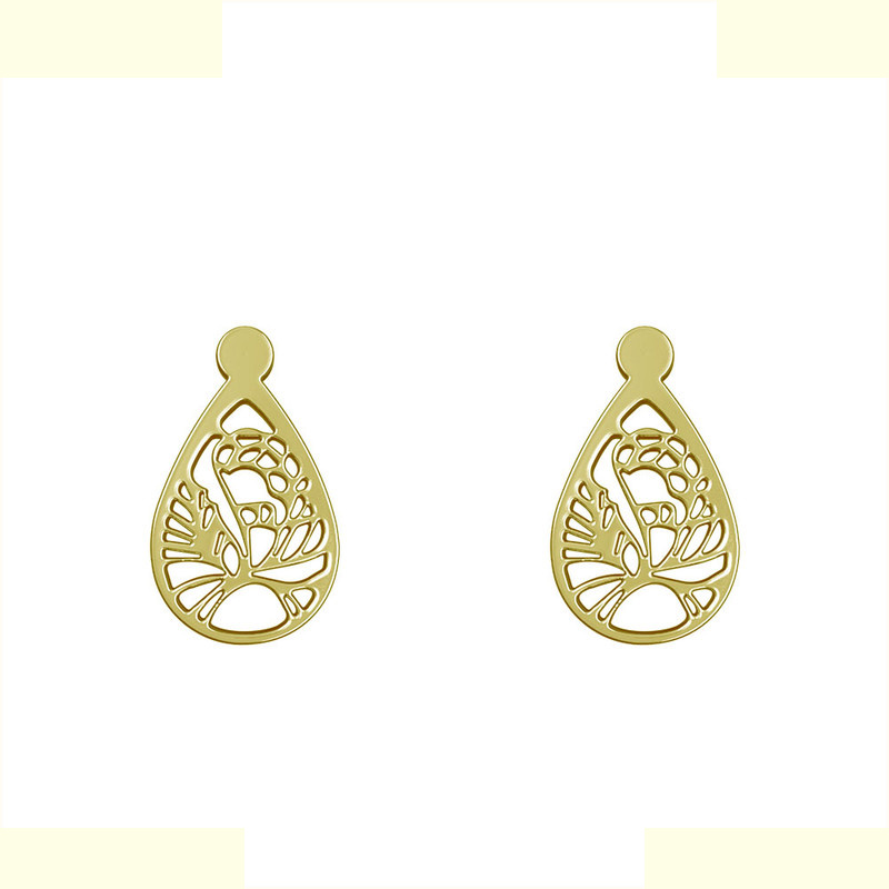 گوشواره طلا 18 عیار زنانه مدوپد مدل هندسی کد GA1-13535