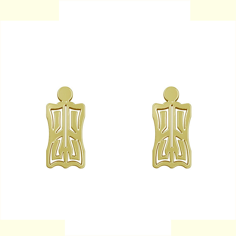 گوشواره طلا 18 عیار زنانه مدوپد مدل هندسی کد GA1-13662