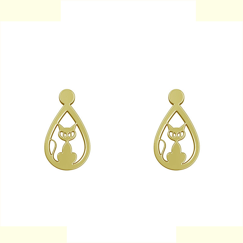 گوشواره طلا 18 عیار زنانه مدوپد مدل گربه کد GA1-13663